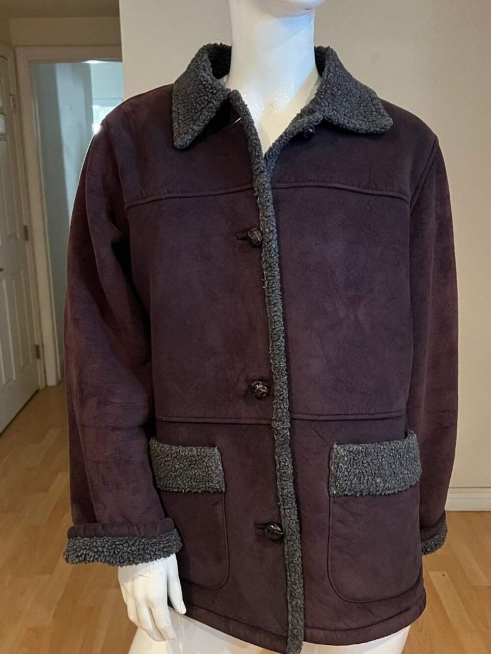 90'S LAUREN RALPH LAUREN FAUX SHEARLING COAT SIZE MEDIUM PETITES / PM